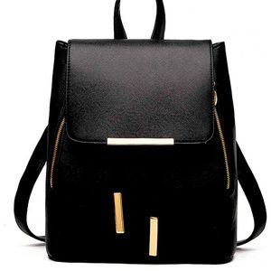 Black leather small backpack